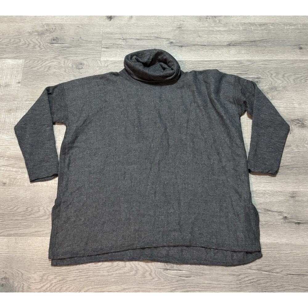 CUYANA 100% Baby Alpaca Soft Turtleneck Boxy Oversized Poncho Sweater M/L EUC